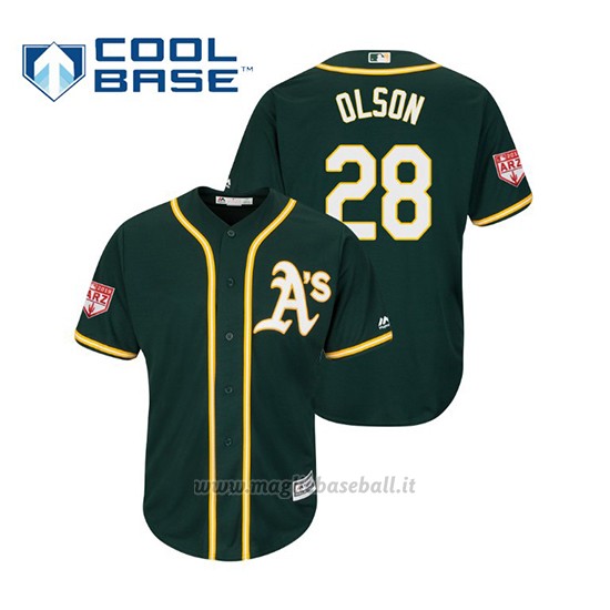 Maglia Baseball Uomo Oakland Athletics Matt Olson Cool Base Entrenamiento De Primavera 2019 Verde